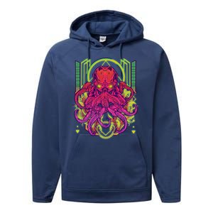 Cool Cybernetic Robot Octopus Squid Performance Fleece Hoodie