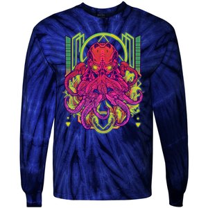 Cool Cybernetic Robot Octopus Squid Tie-Dye Long Sleeve Shirt