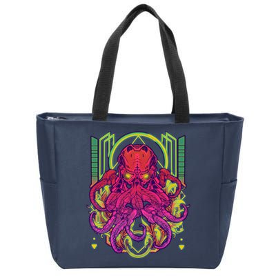 Cool Cybernetic Robot Octopus Squid Zip Tote Bag