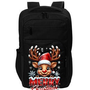 Cute Christmas Reindeer Holiday Santa Hat And Snowflakes Meaningful Gift Impact Tech Backpack