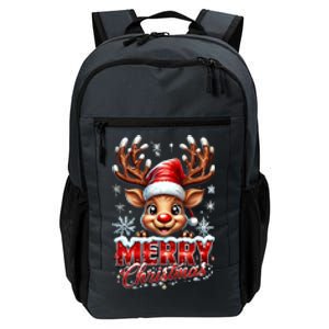 Cute Christmas Reindeer Holiday Santa Hat And Snowflakes Meaningful Gift Daily Commute Backpack