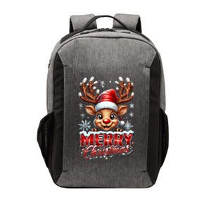 Cute Christmas Reindeer Holiday Santa Hat And Snowflakes Meaningful Gift Vector Backpack