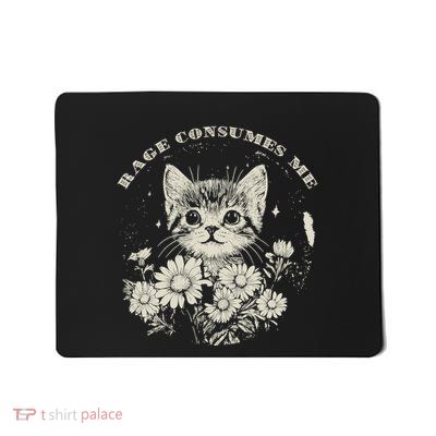 Cute Cat Rage Consumes Me Funny Sarcastic Kitten Flower Mousepad