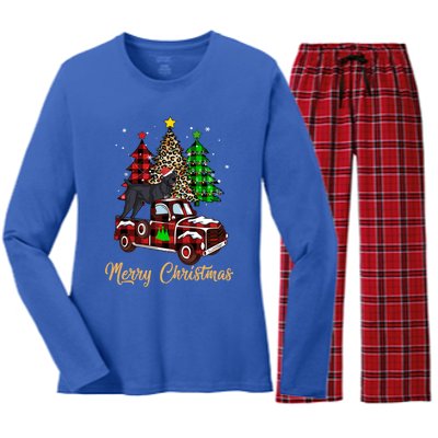 Cane Corso Riding Xmas Truck Merry Christmas Dog Lover Funny Gift Women's Long Sleeve Flannel Pajama Set 