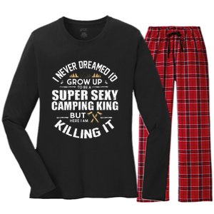 Camping Camper RV Camping Vacation Camping Dad Women's Long Sleeve Flannel Pajama Set 