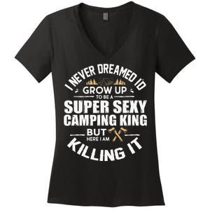 Camping Camper RV Camping Vacation Camping Dad Women's V-Neck T-Shirt