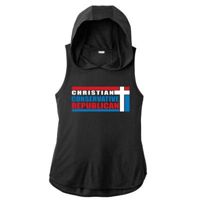 Christian Conservative Republican Cross Ladies PosiCharge Tri-Blend Wicking Draft Hoodie Tank