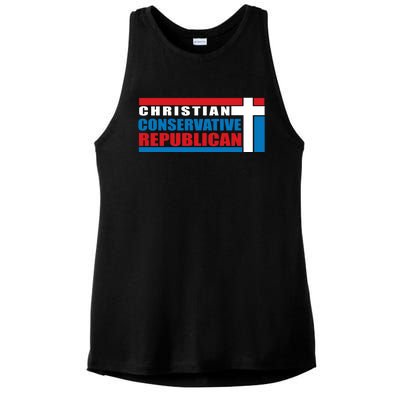 Christian Conservative Republican Cross Ladies PosiCharge Tri-Blend Wicking Tank