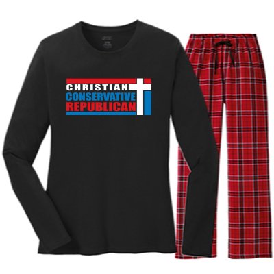 Christian Conservative Republican Cross Women's Long Sleeve Flannel Pajama Set 