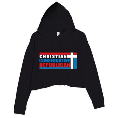 Christian Conservative Republican Cross Crop Fleece Hoodie