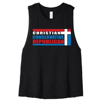 Christian Conservative Republican Cross Women's Racerback Cropped Tank