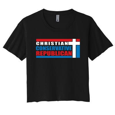 Christian Conservative Republican Cross Women's Crop Top Tee