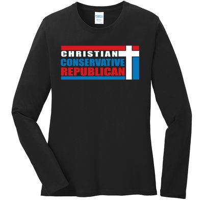 Christian Conservative Republican Cross Ladies Long Sleeve Shirt