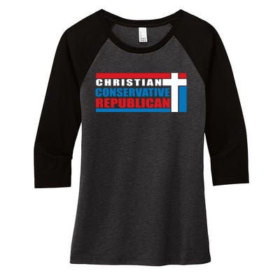 Christian Conservative Republican Cross Women's Tri-Blend 3/4-Sleeve Raglan Shirt