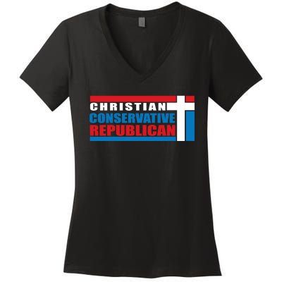 Christian Conservative Republican Cross Women's V-Neck T-Shirt