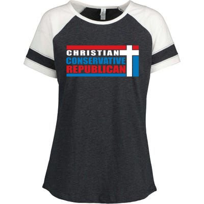 Christian Conservative Republican Cross Enza Ladies Jersey Colorblock Tee