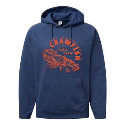 Crawfish Crew Retro Louisiana Cajun Seafood Gift Performance Fleece Hoodie