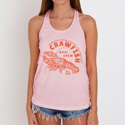 Crawfish Crew Retro Louisiana Cajun Seafood Gift Women's Knotted Racerback Tank