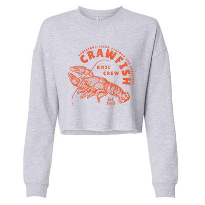 Crawfish Crew Retro Louisiana Cajun Seafood Gift Cropped Pullover Crew