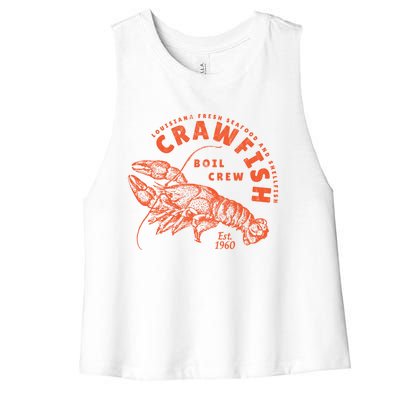 Crawfish Crew Retro Louisiana Cajun Seafood Gift Women's Racerback Cropped Tank