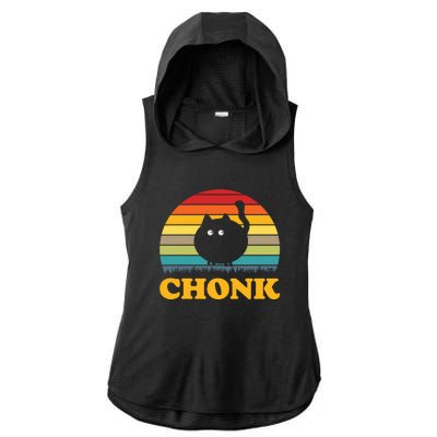 Chonk Cat Retro Vintage Ladies PosiCharge Tri-Blend Wicking Draft Hoodie Tank