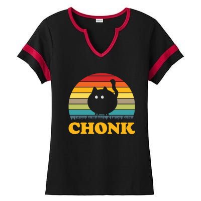 Chonk Cat Retro Vintage Ladies Halftime Notch Neck Tee