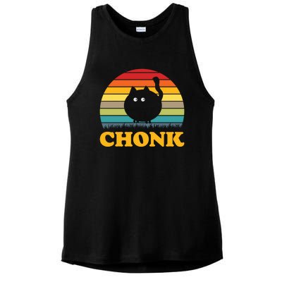 Chonk Cat Retro Vintage Ladies PosiCharge Tri-Blend Wicking Tank