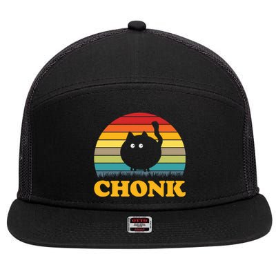 Chonk Cat Retro Vintage 7 Panel Mesh Trucker Snapback Hat