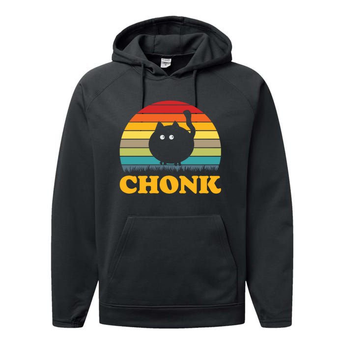 Chonk Cat Retro Vintage Performance Fleece Hoodie