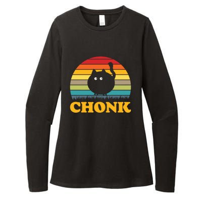 Chonk Cat Retro Vintage Womens CVC Long Sleeve Shirt