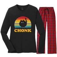 Chonk Cat Retro Vintage Women's Long Sleeve Flannel Pajama Set 