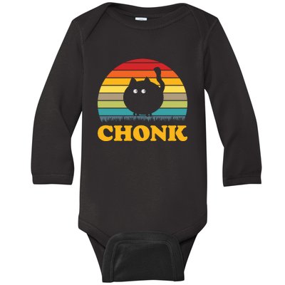 Chonk Cat Retro Vintage Baby Long Sleeve Bodysuit