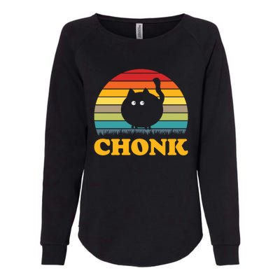 Chonk Cat Retro Vintage Womens California Wash Sweatshirt