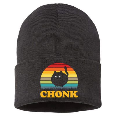 Chonk Cat Retro Vintage Sustainable Knit Beanie