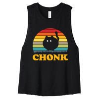 Chonk Cat Retro Vintage Women's Racerback Cropped Tank