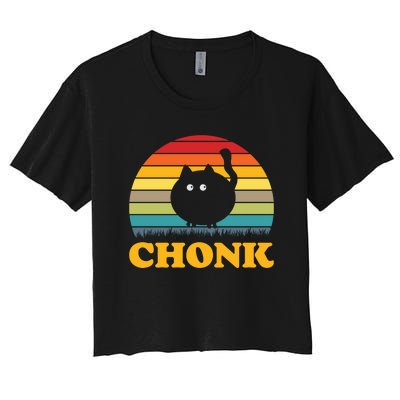 Chonk Cat Retro Vintage Women's Crop Top Tee