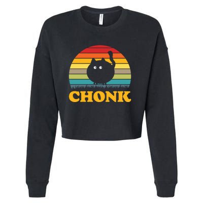 Chonk Cat Retro Vintage Cropped Pullover Crew