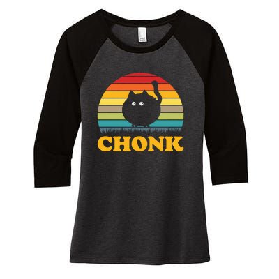 Chonk Cat Retro Vintage Women's Tri-Blend 3/4-Sleeve Raglan Shirt