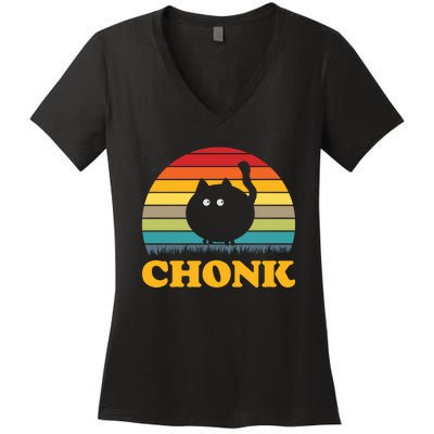 Chonk Cat Retro Vintage Women's V-Neck T-Shirt