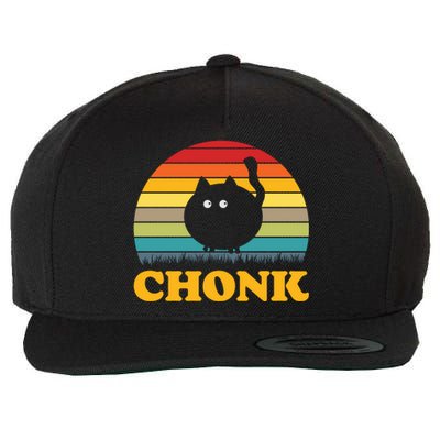 Chonk Cat Retro Vintage Wool Snapback Cap