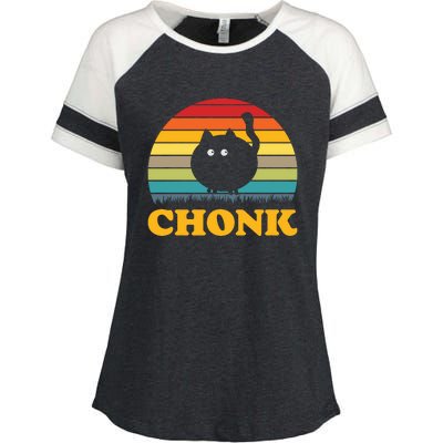 Chonk Cat Retro Vintage Enza Ladies Jersey Colorblock Tee