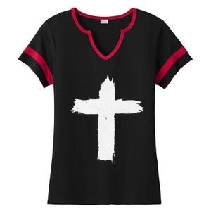 Christian Cross Religious Symbol Jesus Is King Forever Ladies Halftime Notch Neck Tee