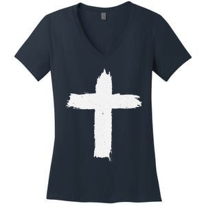 Christian Cross Religious Symbol Jesus Is King Forever Women's V-Neck T-Shirt