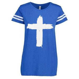 Christian Cross Religious Symbol Jesus Is King Forever Enza Ladies Jersey Football T-Shirt