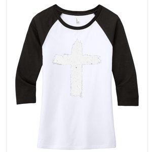 Christian Cross Religious Symbol Jesus Is King Forever Women's Tri-Blend 3/4-Sleeve Raglan Shirt