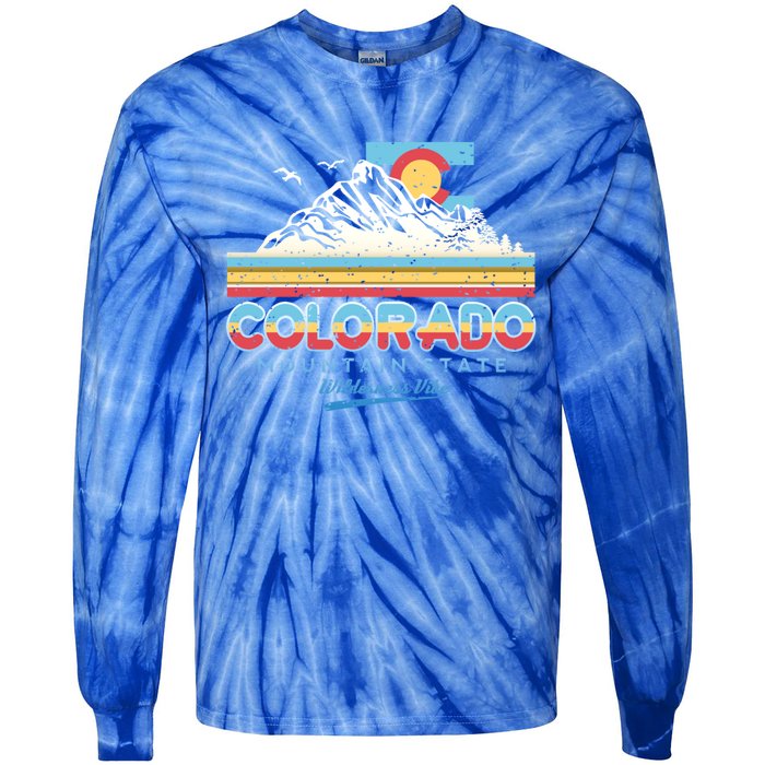 Classic Colorado Retro Colorful 80s Design Funny Gift Tie-Dye Long Sleeve Shirt