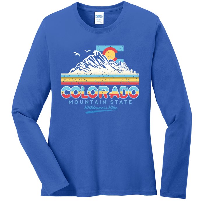 Classic Colorado Retro Colorful 80s Design Funny Gift Ladies Long Sleeve Shirt