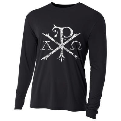 Christian Chi Rho Labarum Christogram Cross Faith Cooling Performance Long Sleeve Crew