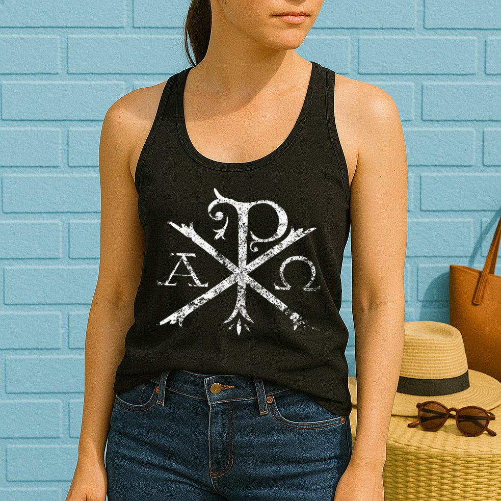 Christian Chi Rho Labarum Christogram Cross Faith Womens Tank Top