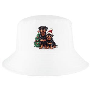 Cute Christmas Rottweiler Dogs Santa Hat Christmas Tree Red Cool Comfort Performance Bucket Hat